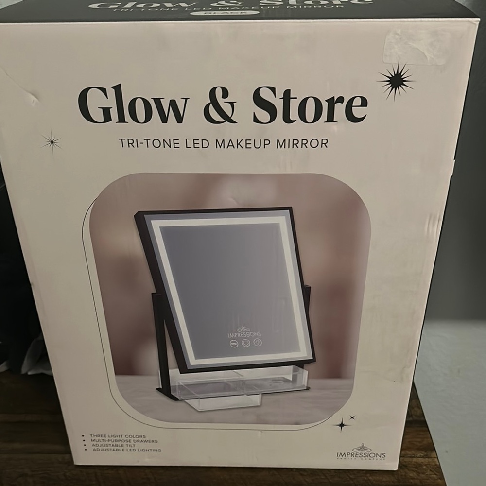 Impressions Glow & Store Tri-Tone LED Makeup Mirror - Black